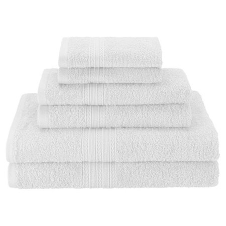SUPERIOR Superior EF-6 PC SET WH Eco-Friendly 100 Percent Ringspun Cotton Towel Set - White; 6 Pieces EF-6 PC SET WH